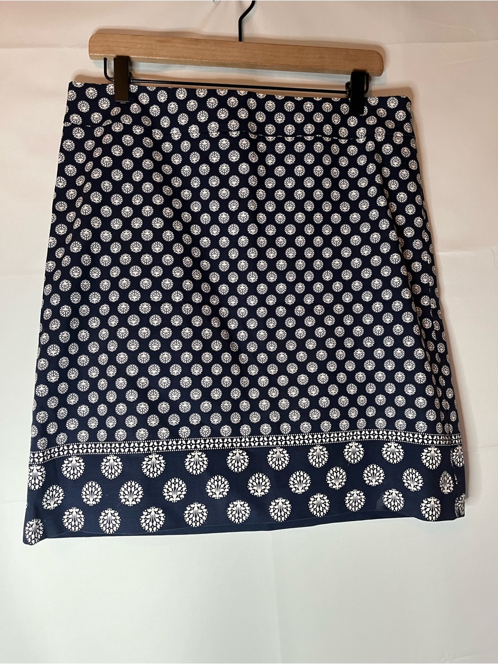 Talbots Navy and White Tree of Life A-Line Skirt